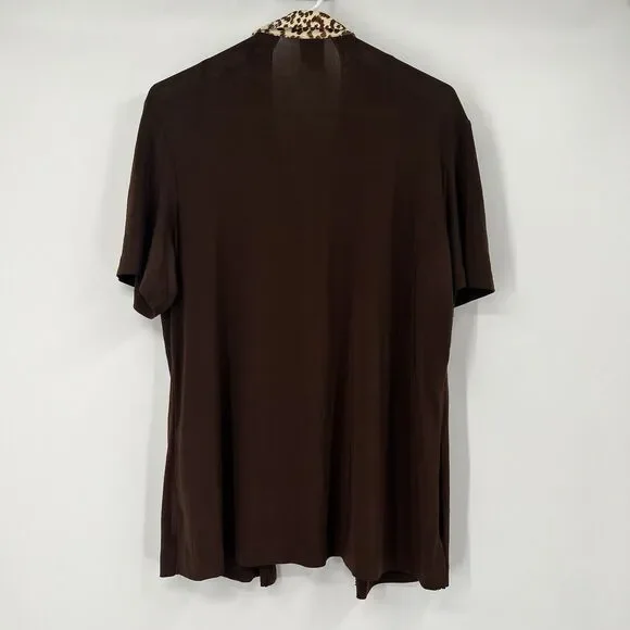 Miss Dorby Blouse Brown Animal Print Plus Size 16 Boho Business Casual - Picture 5 of 10